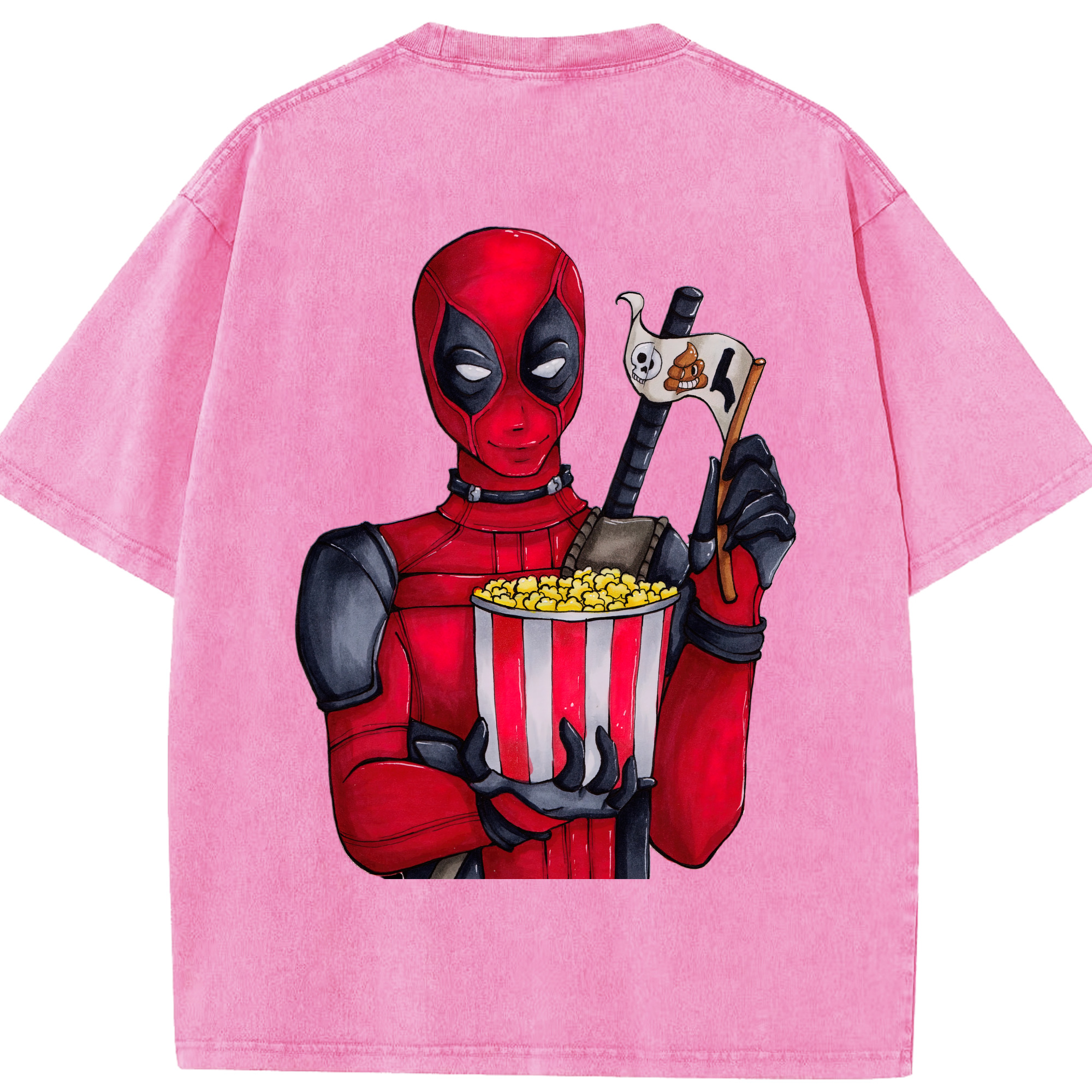 （画像用） Deadpool デッドプール 綿100% ヴィンテージ風 半袖Tシャツ（背面プリント）